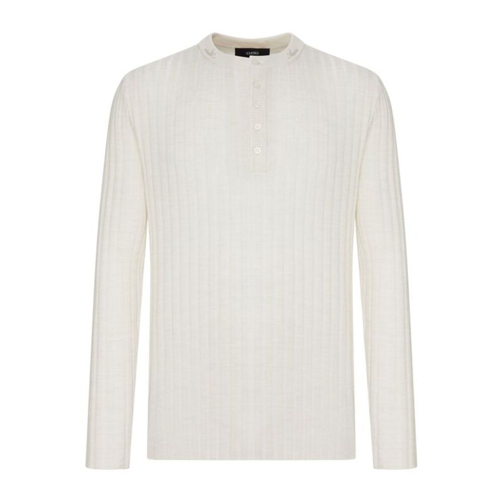 Amiri Men Henley Long-Sleeved Ribbed Knit Sweater
